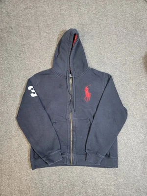 Vintage Polo Ralph Lauren Big Pony Hoodie L Plaid Lined Zip Jacket Y2K #3 Patch - Image 1 of 4