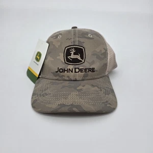 John Deere Truckermütze khaki-tonfarben Tarnmuster Druckknopflasche neu mit Etikett - Bild 1 von 7