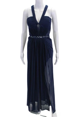 La Femme женщин драгоценностями без рукавов вечернее линия платье полуночный синий размер 2 - Изображение 1 из 4