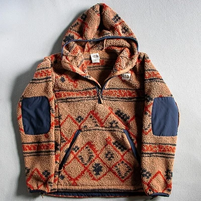 The North Face Hoodie Men's Small Brown Aztec Print Campshire Fleece Pullover - Image 1 of 4