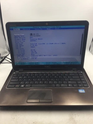 DELL INSPIRON 14Z-N411Z - BOOTS TO BIOS - INTEL I3 2350M - NO RAM -READ DESDC-BB - Image 1 of 4