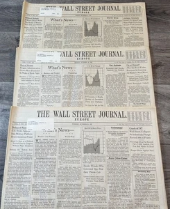 Stockmarket Crash Black Monday 1987 Wall Street Journal Newspaper Oct 16, 19, 20 - Picture 1 of 7