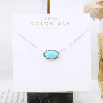 Collar Kendra Scott Elisa Azul Claro Kyocera Ópalo Tono Plata Nuevo sin Etiquetas Foto 1 de 4