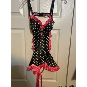 Victoria's Secret Sexy Little Things Polka Dot Ruffle Apron Chemise  36C