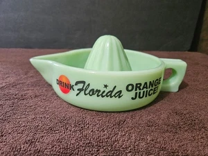 SELTEN VINTAGE JADEIT GLAS ZITRUS REIBAHLE ENTSAFTER DRINK FLORIDA ORANGENSAFT NEUWERTIG - Bild 1 von 8