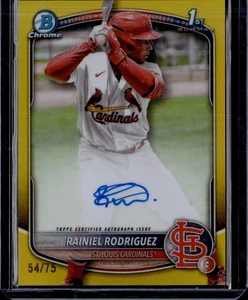 2025 Bowman Chrome Rainiel Rodriguez 1st Bowman Yellow Refractor Auto 54/75 - Picture 1 of 2