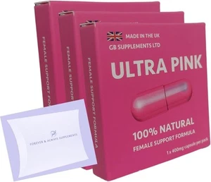 ¡Paquete de 3 tabletas sexuales ultra rosadas de 400 mg para mujer! Libido femenina 100 % natural, S - Imagen 1 de 7