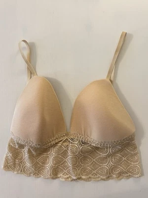 Cosabella Sweet Treats Bralette Wide Lace Nude Padded Bra Plunge Small - Image 1 of 4