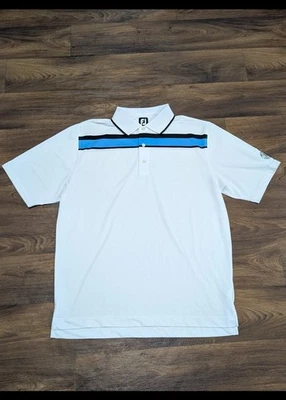 COMO NUEVO FJ Footjoy Hombres XL Blanco Púrpura Negro Rayas Polo de Golf Activo Foto 1 de 4