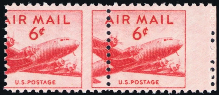 C39, Mint 6¢ NH Scarce Misperforated Error Pair - Stuart Katz - Image 1 of 1