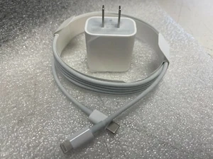 Genuine 20W Fast Charger Power Adapter & USB-C Lightning Cable 2m 6ft) iPhone BN - Picture 1 of 4