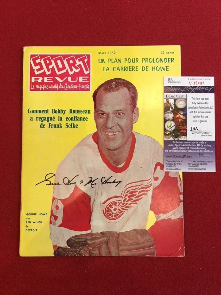 1962, Gordie Howe, revista "Autografiada" (JSA) "SPORT REVUE" (escasa) Foto 1 de 1