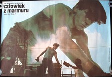 MAN OF MARBLE Original 1977 Polish Movie Poster * Andrzej Wajda * Blue style