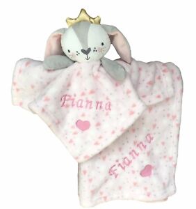 Personalised Baby Girl Boy Gift Set Blanket Comforter Soft Toy Tag Taggie Name