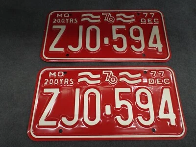 Nuevo de Lote Antiguo 1977 Missouri matrículas ZJO-594 Ford Chevrolet Dodge AMC Pontiac Buick Foto 1 de 4