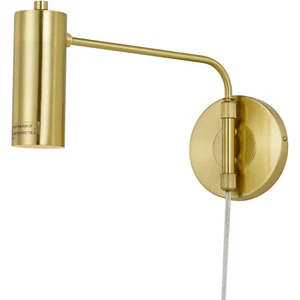 Aurelian 1-Light Wall Sconce with Tubular Metal Shade and Pale Gold Finish, M... - Picture 1 of 3