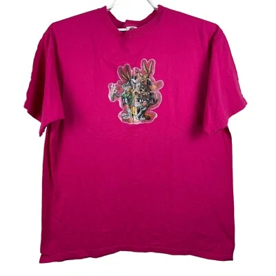 Camiseta Brazos Looney Tunes Crewneck XL Rosa Quente Gráfico Brilhante Anos 90 Antiga 1997 - Imagem 1 de 4