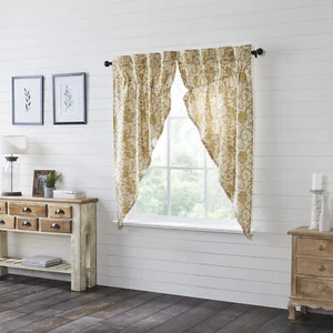 Panels Dorset Gold Floral Prairie Long Farmhouse 63x36x18 Set of 2 VHC Brands - Picture 1 of 9