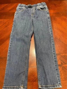 Denim Jeans Blue Slim Pants Pockets Pull Up Elastic Waist Boy Kid Sz 6 - Picture 1 of 5