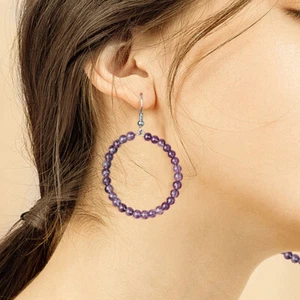 Fashion Handmade Crystal Beads Dangle Earrings Hoop Women Party Jewelry Gift New - Picture 1 of 28