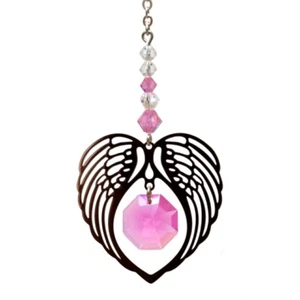 Corazón Ala de Ángel - Rosa Octubre Piedra de Nacimiento Cristal Atrapasol - Regalo de Recuerdo - Imagen 1 de 2