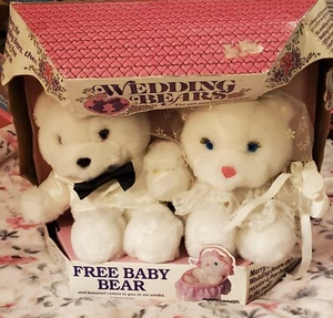 VTG Commonwealth EASTER Wedding Bears Bride &Groom ๐ Vintage 1985 - Picture 1 of 11