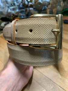 Genuine Karung Snake Skin Tan Beige Colored Belt Size 28