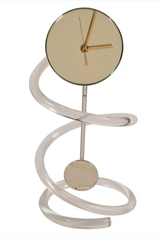 John Gilmore Lucite Spiral Mirror Pendulum Clock Mid Century Modern Cover