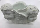 Angel Candle Holder HEAVY CERAMICS - Three Angles White Brushed Gold - Free Ship