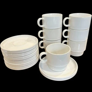 Trend Pacific BAUHAUS (7) Kaffeetassen & Untertassen weiß Steinzeug MCM Japan ** - Bild 1 von 10