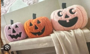 Cupcakes and Cashmere Set of 3 Plush Pumpkin Pillows Pastel Pink Purple Viral - Picture 1 of 4