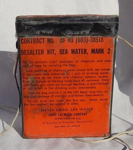 USN USMC Pilot 1962 Kit de Supervivencia Desalter Agua de Mar Conjunto Tipo Mark 2 Tipo II - Imagen 1 de 4