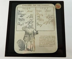 Antike s/w illustrierte magische Laterne Dia Comic Cartoon etwas für Landwirt - Bild 1 von 3