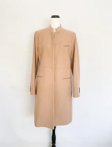 MANGO SUIT camel wool blend classic tailored coat sz L / corporate work winter - Picture 1 of 13