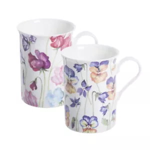 Price & Kensington Viola & Sweetpea verschiedene Knochen China Becher 11oz weiß - Bild 1 von 4