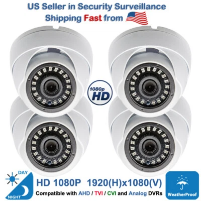 Evertech 4pcs 1080p CCTV Security Camera Outdoor Day Night Analog AHD TVI CVI - Image 1 of 4