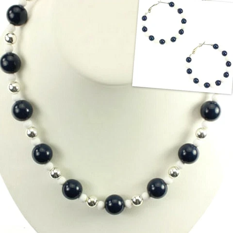 PENN STATE NITTANY LIONS JEWELRY SET Blue White NECKLACE EARRINGS Pennsylvania U Cover