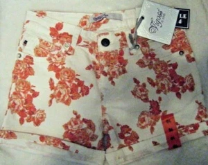 Vigoss Jeans Girl's Cuff Floral Shorts Mandarin Rose Sz 10 - Picture 1 of 6