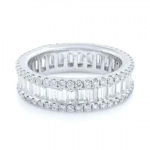 Sterling Silver 925 Plated Women's CZ Princess Cut Eternity Wedding Band Ring - Picture 1 of 2