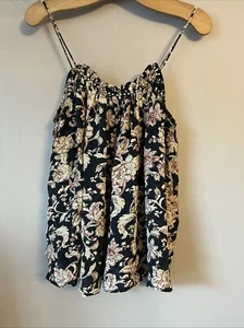 New Mango Beautiful Black Print Boho Top. - Size Small - Picture 1 of 3