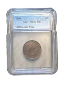 1864 TWO CENT LARGE MOTTO NGC MS 63RB - Picture 1 of 2
