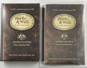 2010 Burke & Wills Expedition 20c & $1 - 4 Coin Collection, 2 Proof & 2 UNC - - Imagen 1 de 7