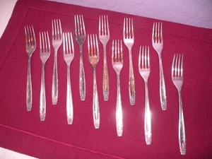 Set Of 12 Vintage Eberle Silverplate Salad Forks Pattern 1215 6 1/2" - Picture 1 of 8