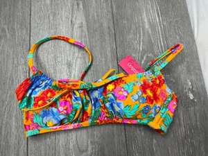 Xhilaration Juniors Floral Bowtie Bralette Bikini Top Multicolor Size S (0-2) - Picture 1 of 9