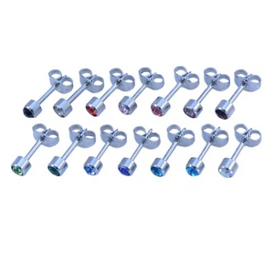 Pendientes gema de cristal acero inoxidable circonita cúbica varios colores - (par de) Reino Unido - Imagen 1 de 31