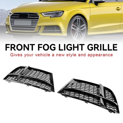 Front Fog Light Cover Bezel Grille Grill Fit AUDI A3 8V S-LINE 2017-2019 #8 - Imagem 1 de 4