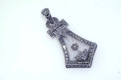 Colgante con bisagras Judith Jack "Reflejos" vidrio alcanfor marcasita esterlina SS 2"  Foto 1 de 4