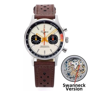 Sugess 1963 Pilot Watch Mens Chrono Leather Mechanical Original Seagull ST1901 - Picture 1 of 4