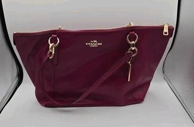 COACH Ava Magenta Leather Zip Large Tote Shoulder Bag Style #F57526 - Image 1 of 4