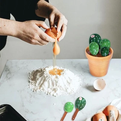 Cactus Shape Measuring Spoons Set Porcelain Kitchen Decor Measuring Cup  Baking - Image 1 of 4